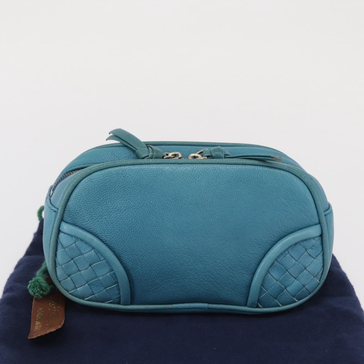 BOTTEGA VENETA INTRECCIATO Pouch Leather Blue 142001 Auth 165548