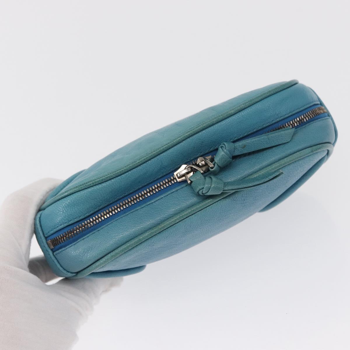 BOTTEGA VENETA INTRECCIATO Pouch Leather Blue 142001 Auth 165548