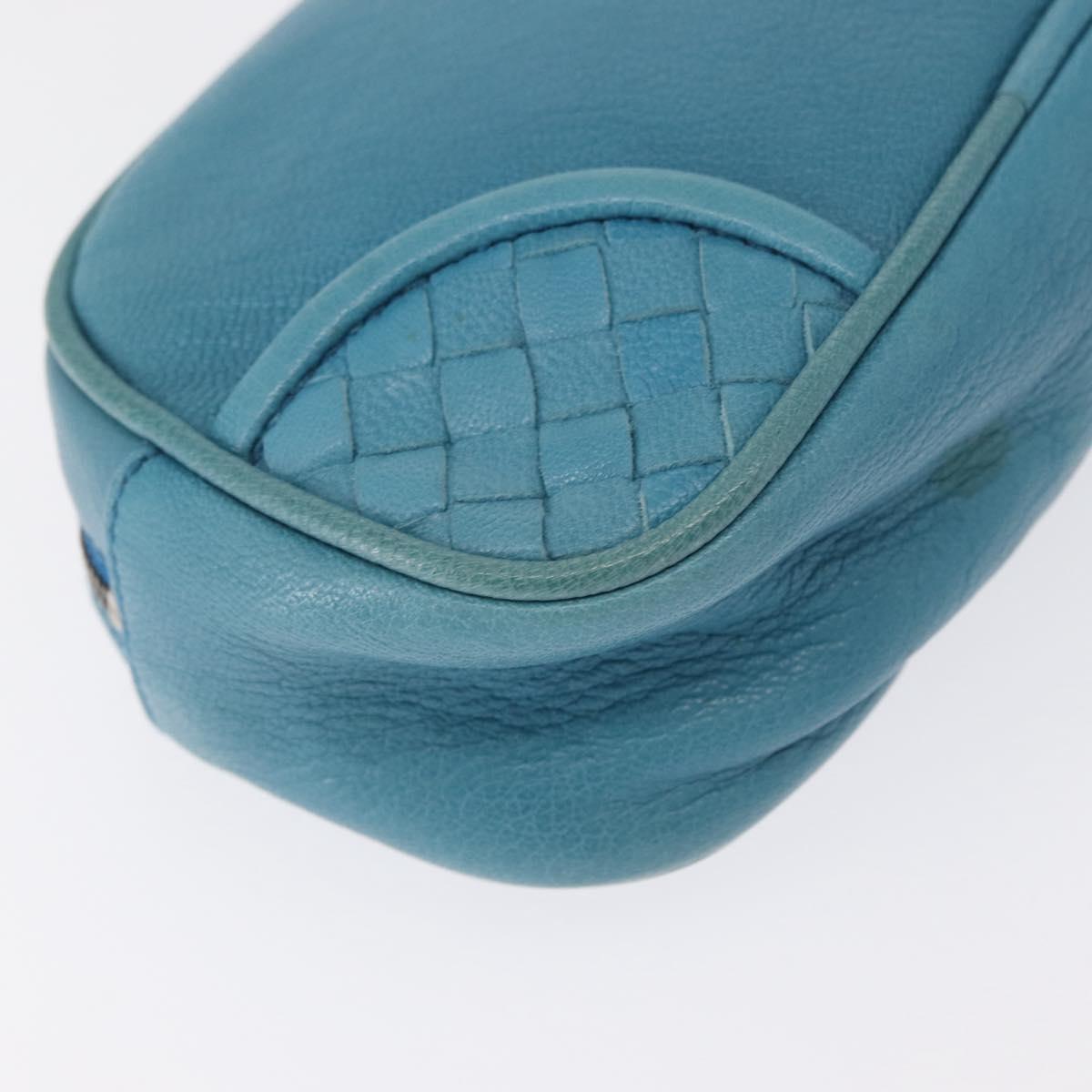 BOTTEGA VENETA INTRECCIATO Pouch Leather Blue 142001 Auth 165548