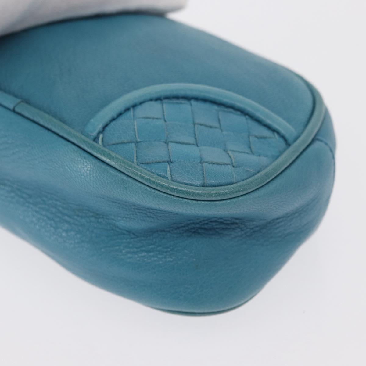 BOTTEGA VENETA INTRECCIATO Pouch Leather Blue 142001 Auth 165548