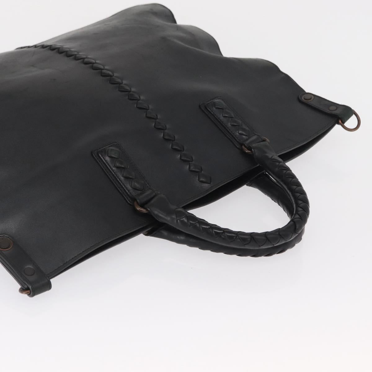 BOTTEGA VENETA INTRECCIATO Hand Bag Leather Black Auth 165550