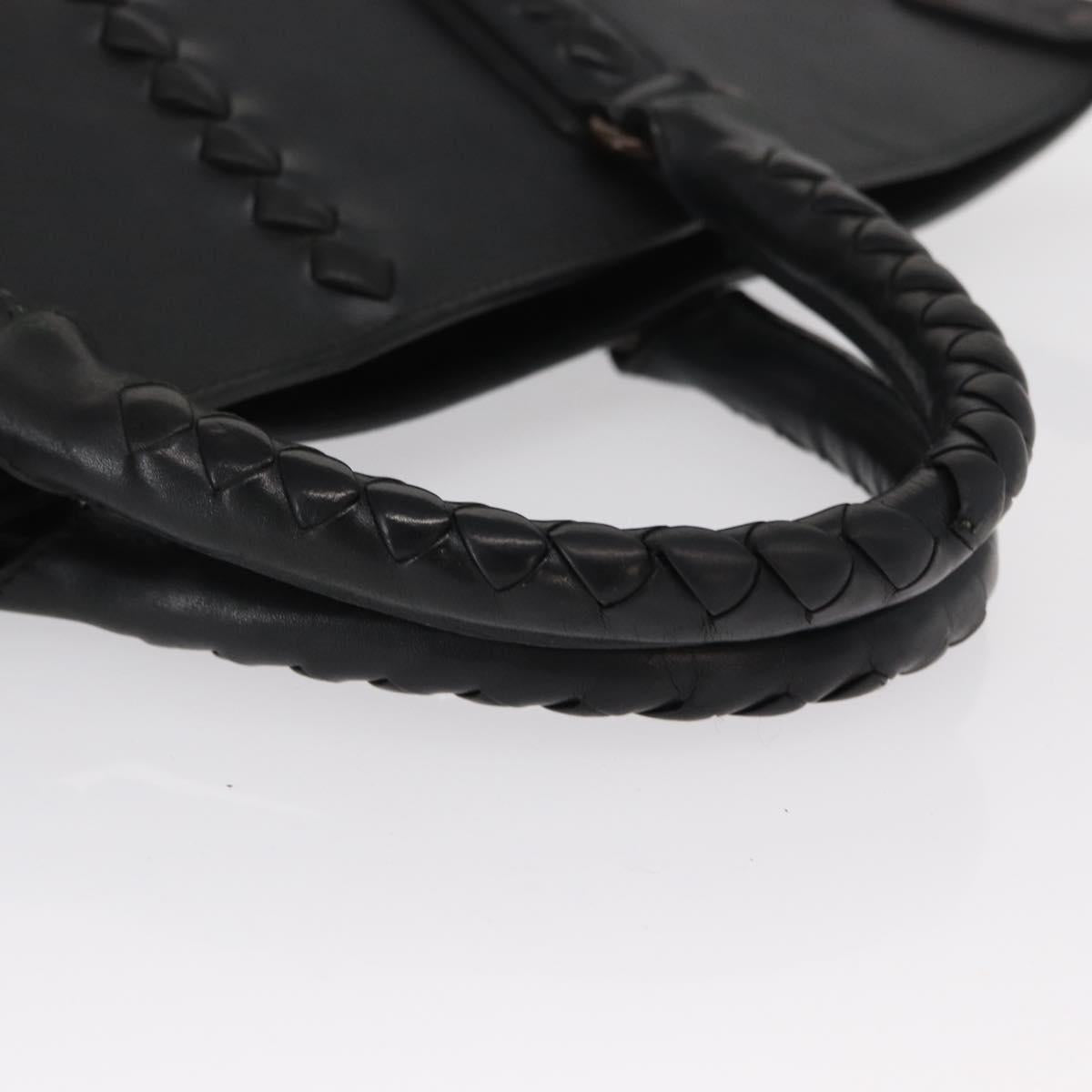 BOTTEGA VENETA INTRECCIATO Hand Bag Leather Black Auth 165550