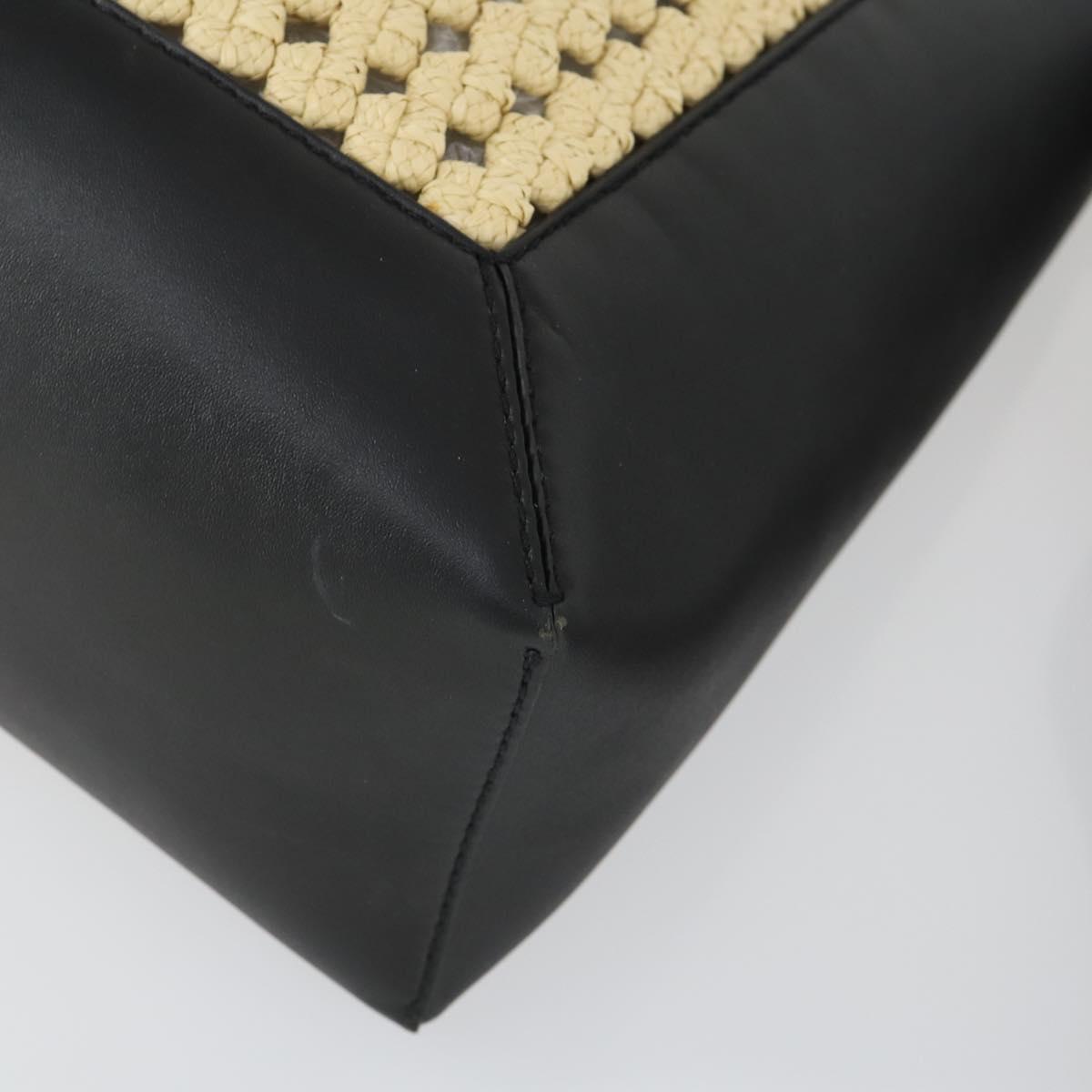 Stella MacCartney Shoulder Bag Straw Leather Beige Gold Auth 165555