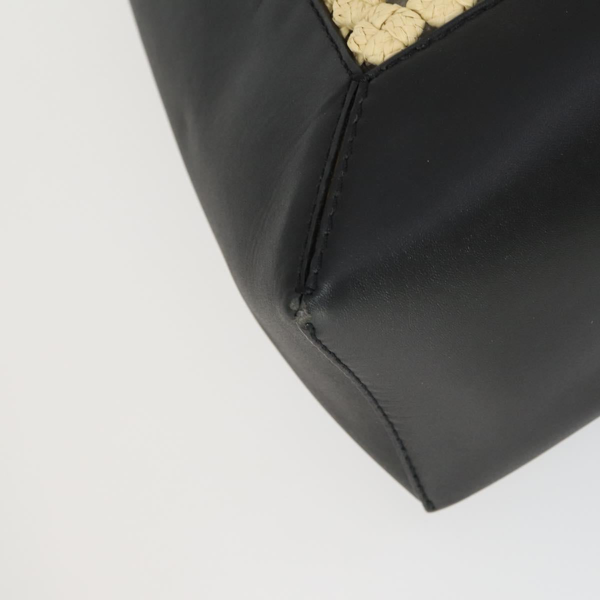 Stella MacCartney Shoulder Bag Straw Leather Beige Gold Auth 165555