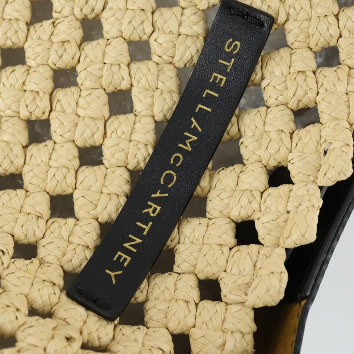 Stella MacCartney Shoulder Bag Straw Leather Beige Gold Auth 165555