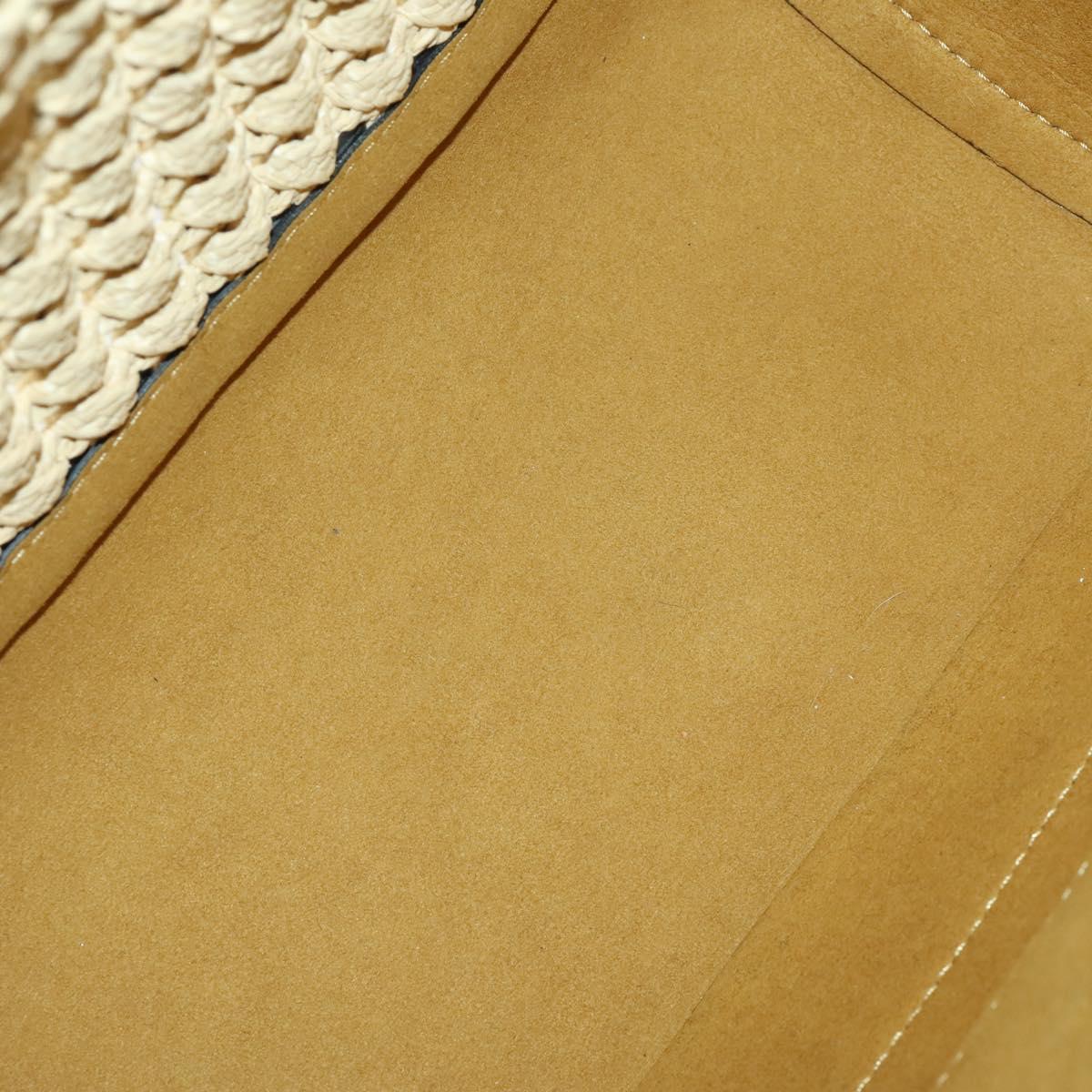 Stella MacCartney Shoulder Bag Straw Leather Beige Gold Auth 165555