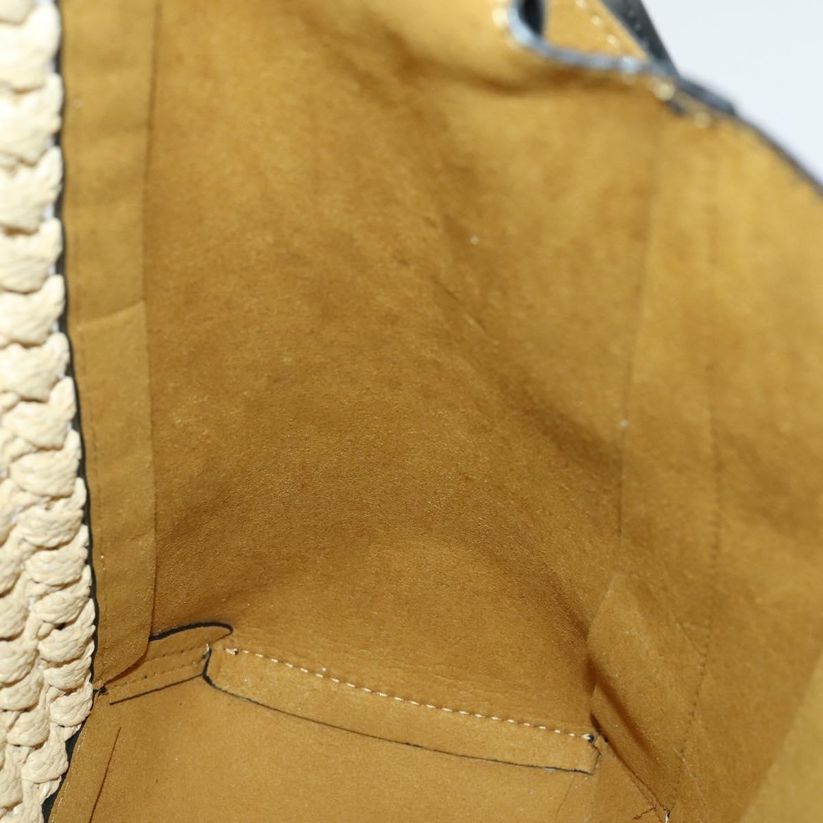 Stella MacCartney Shoulder Bag Straw Leather Beige Gold Auth 165555