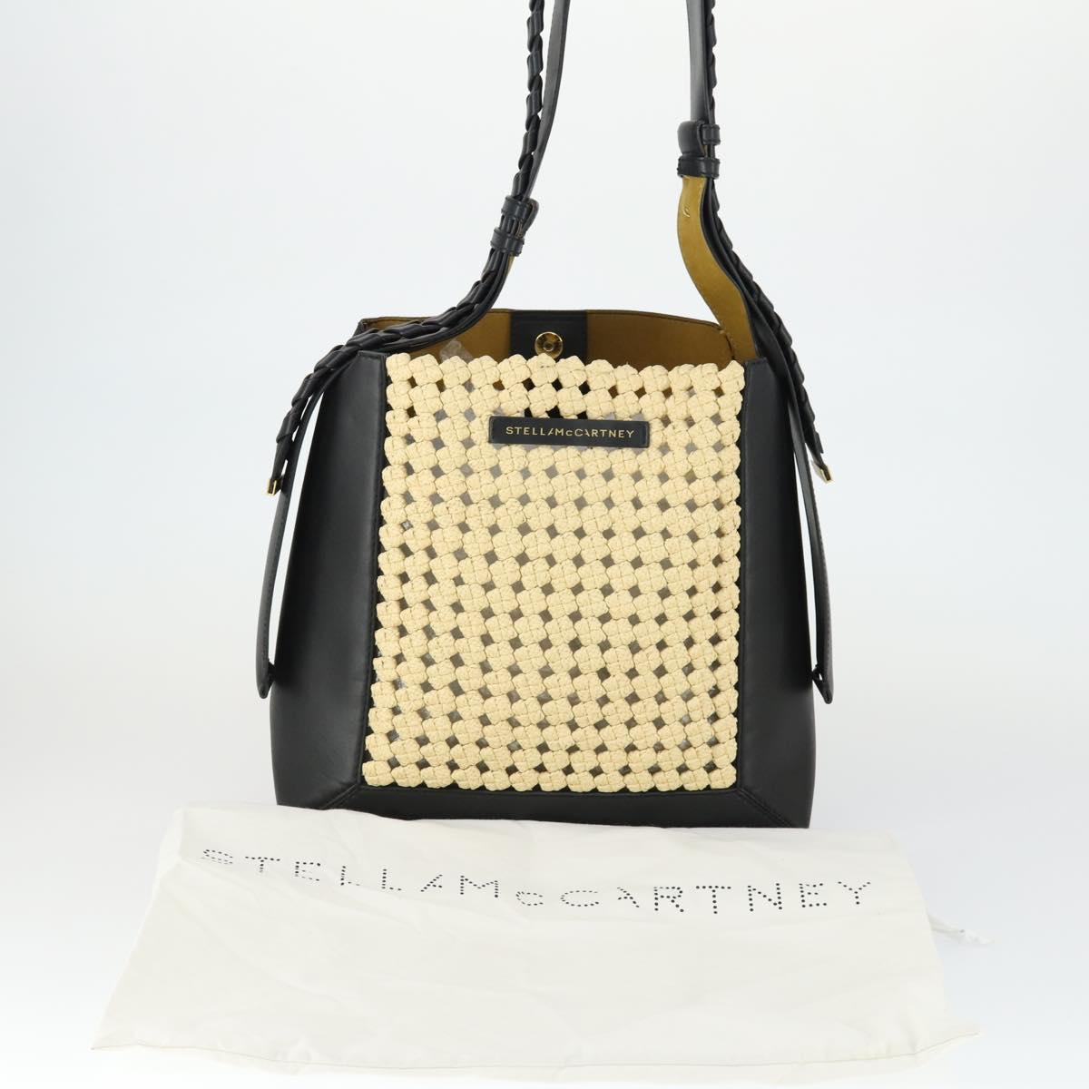 Stella MacCartney Shoulder Bag Straw Leather Beige Gold Auth 165555