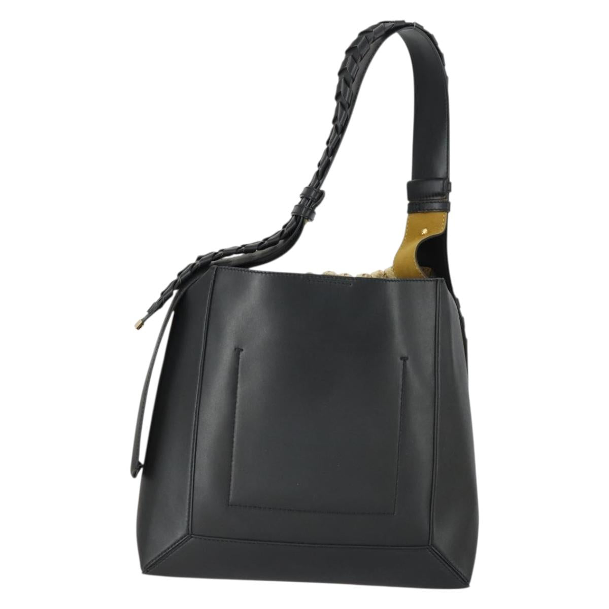 Stella MacCartney Shoulder Bag Straw Leather Beige Gold Auth 165555