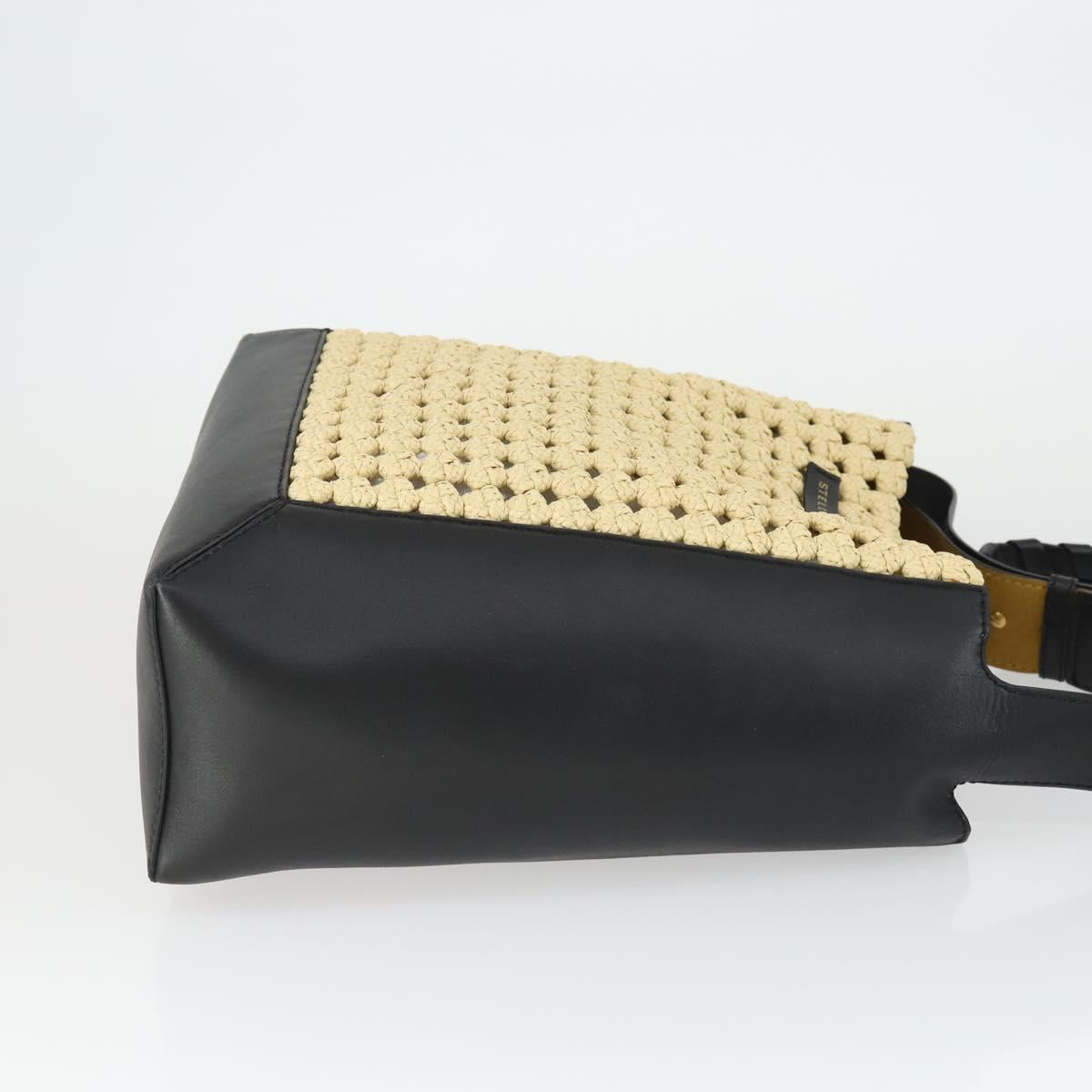 Stella MacCartney Shoulder Bag Straw Leather Beige Gold Auth 165555