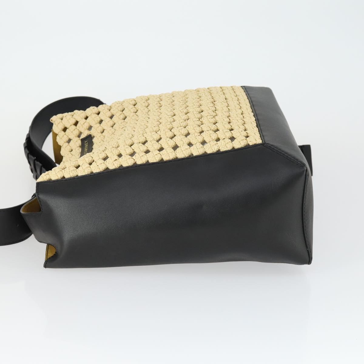 Stella MacCartney Shoulder Bag Straw Leather Beige Gold Auth 165555