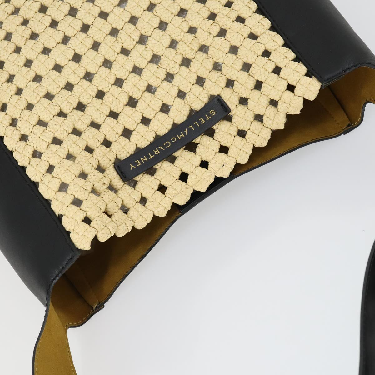 Stella MacCartney Shoulder Bag Straw Leather Beige Gold Auth 165555
