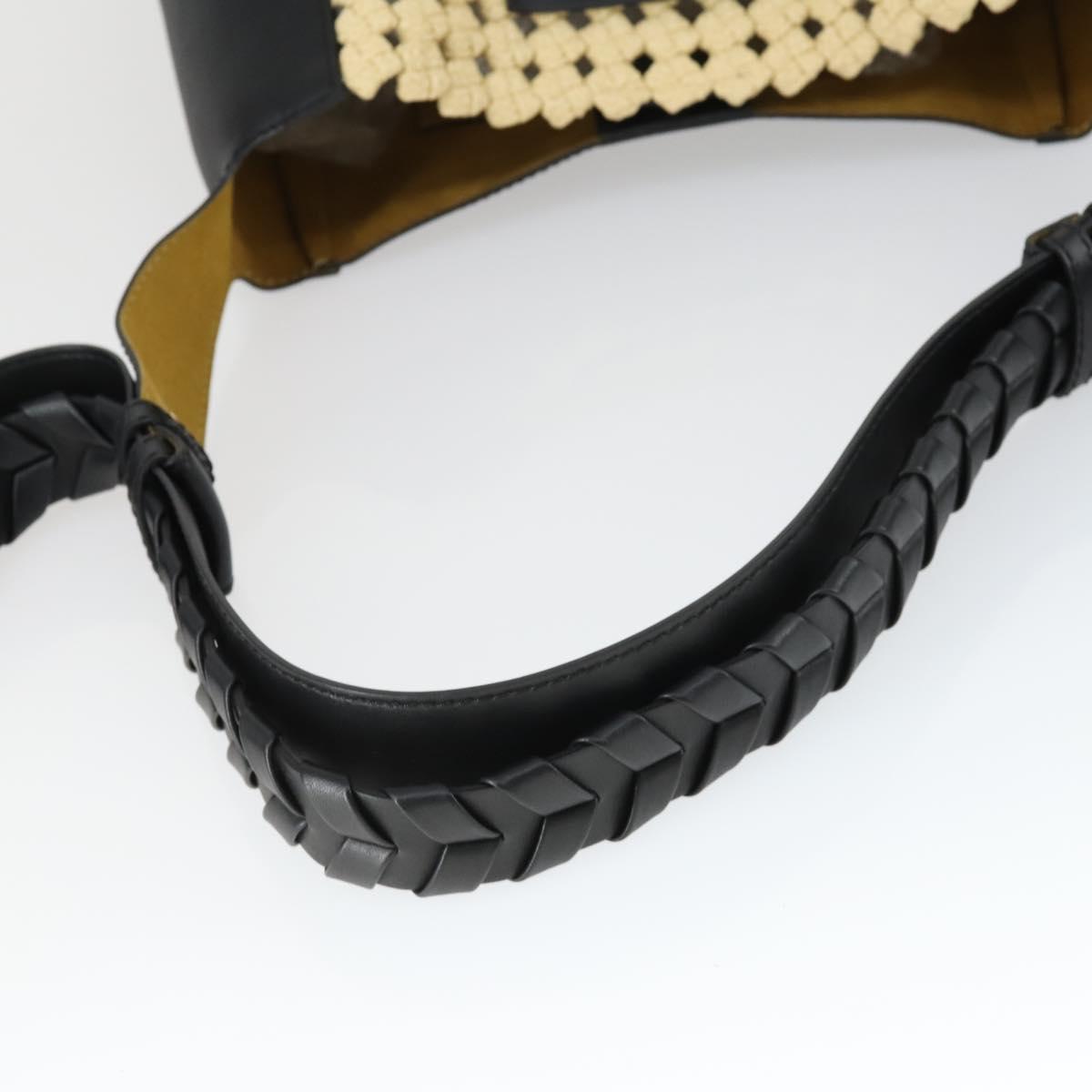 Stella MacCartney Shoulder Bag Straw Leather Beige Gold Auth 165555