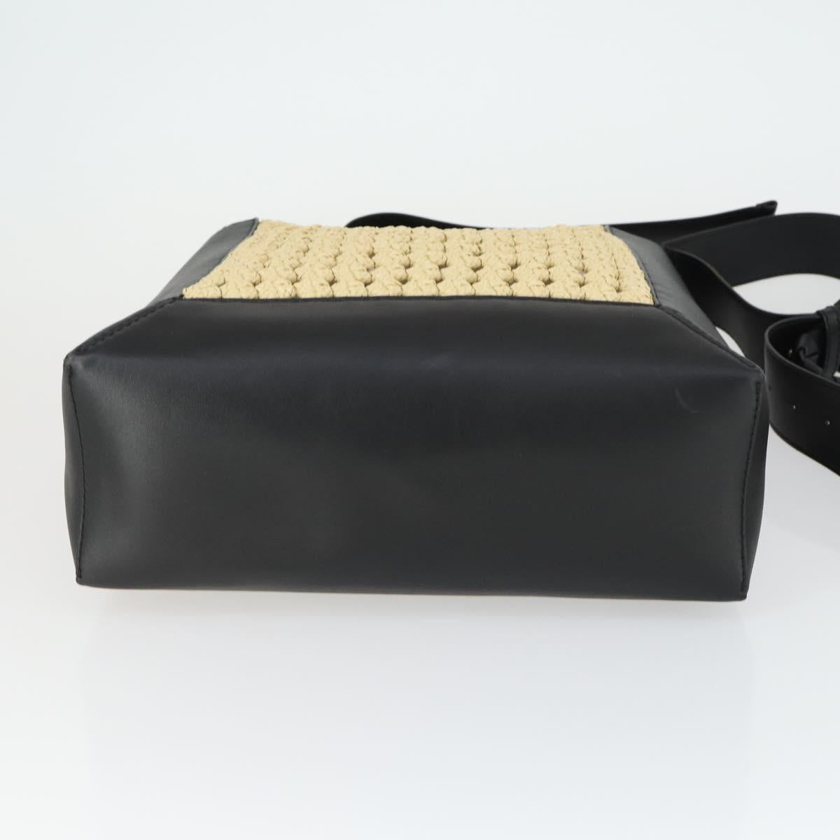 Stella MacCartney Shoulder Bag Straw Leather Beige Gold Auth 165555