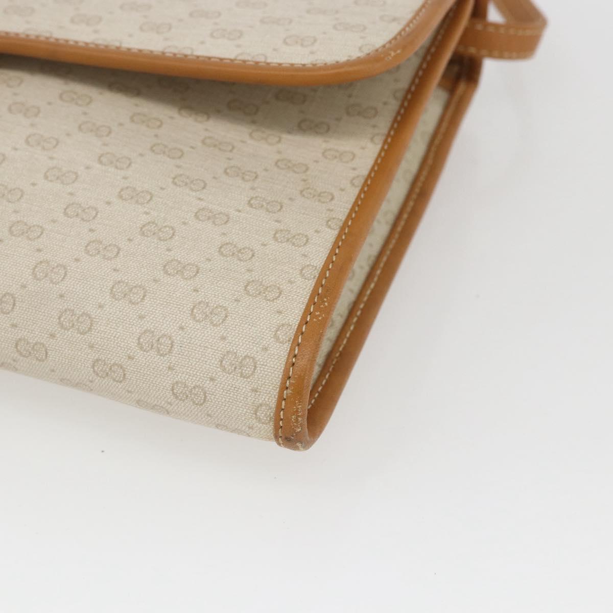 GUCCI Micro GG Supreme Shoulder Bag PVC Beige Gold Auth 165558