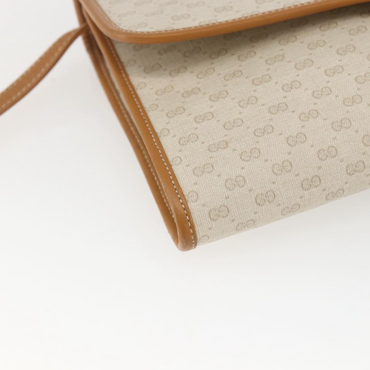 GUCCI Micro GG Supreme Shoulder Bag PVC Beige Gold Auth 165558