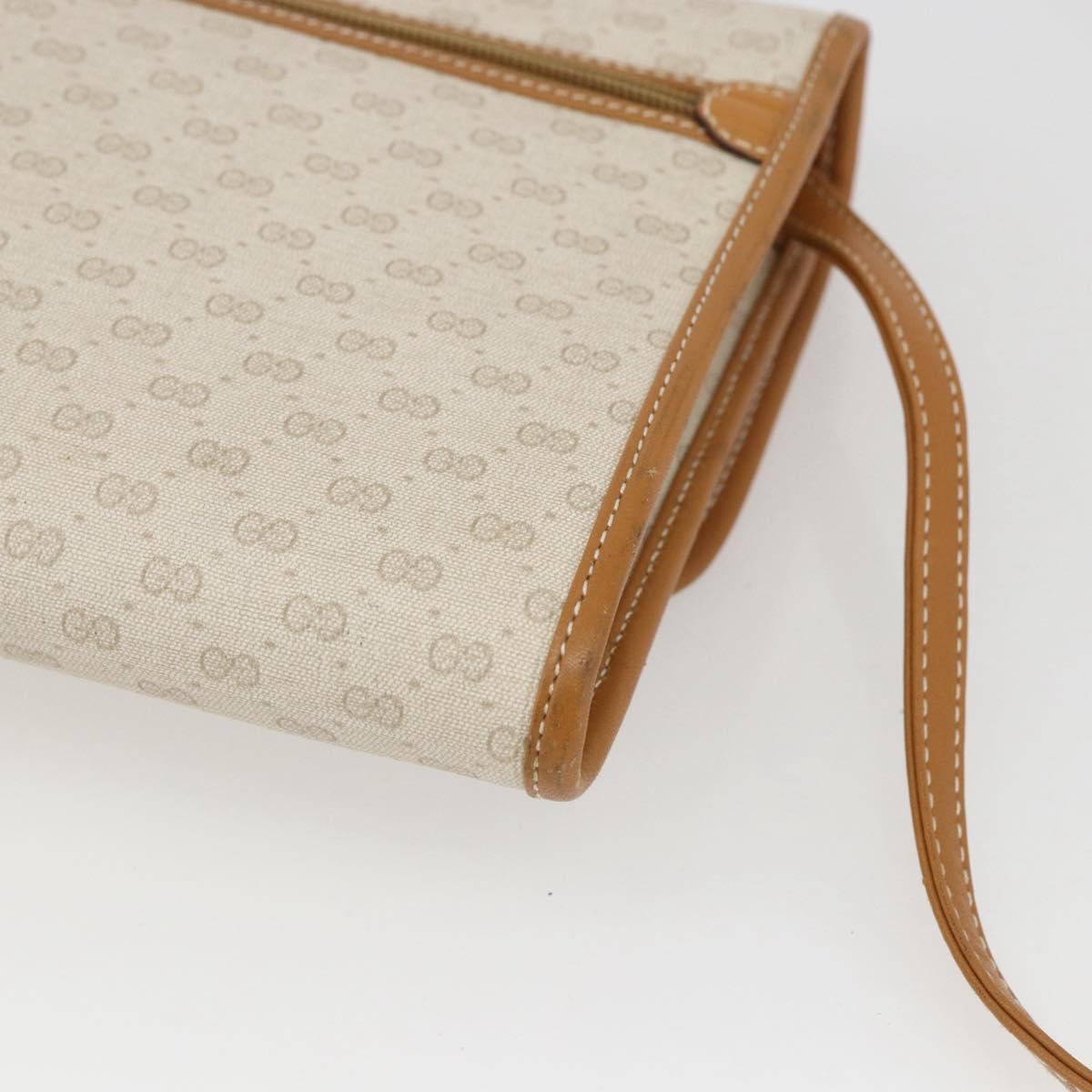 GUCCI Micro GG Supreme Shoulder Bag PVC Beige Gold Auth 165558