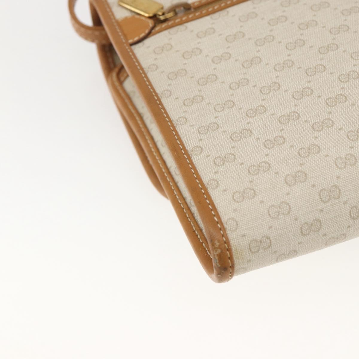 GUCCI Micro GG Supreme Shoulder Bag PVC Beige Gold Auth 165558