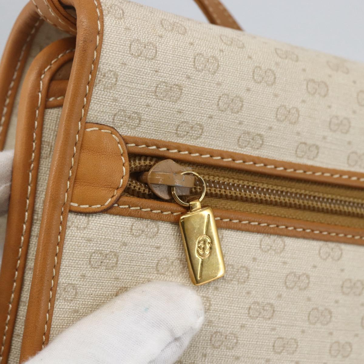 GUCCI Micro GG Supreme Shoulder Bag PVC Beige Gold Auth 165558