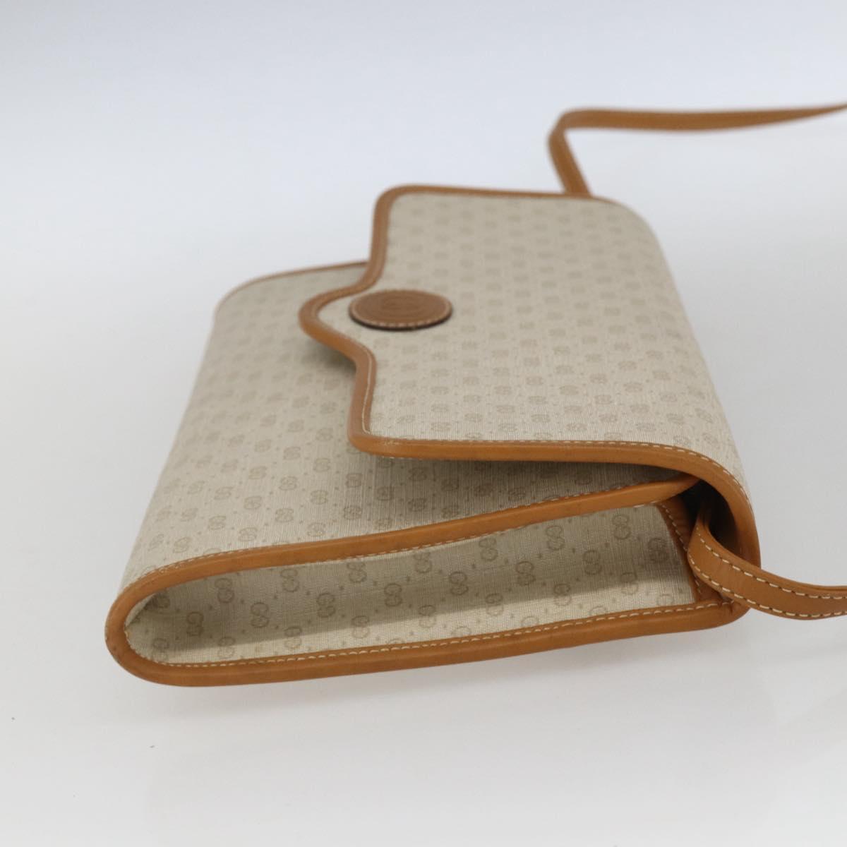 GUCCI Micro GG Supreme Shoulder Bag PVC Beige Gold Auth 165558