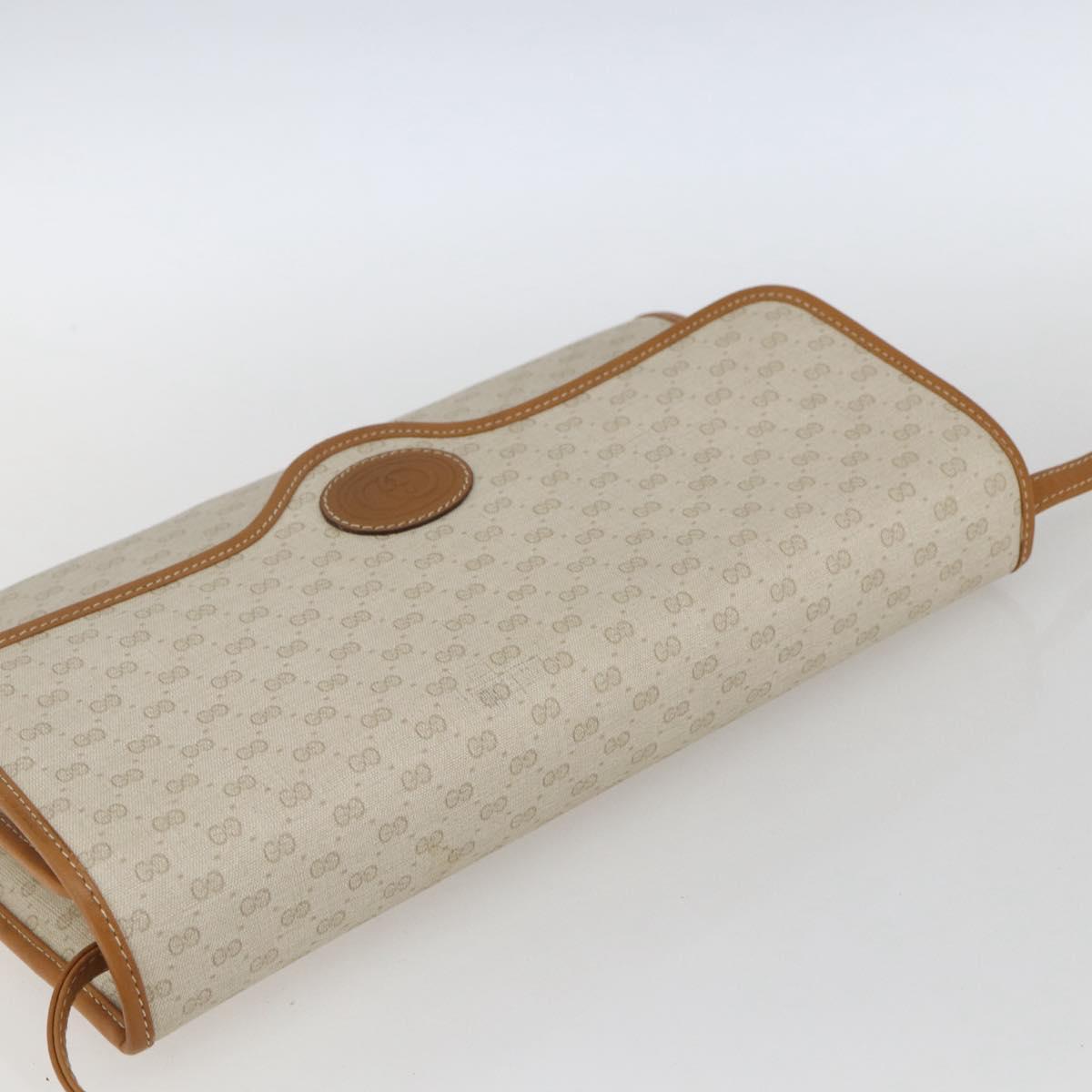 GUCCI Micro GG Supreme Shoulder Bag PVC Beige Gold Auth 165558