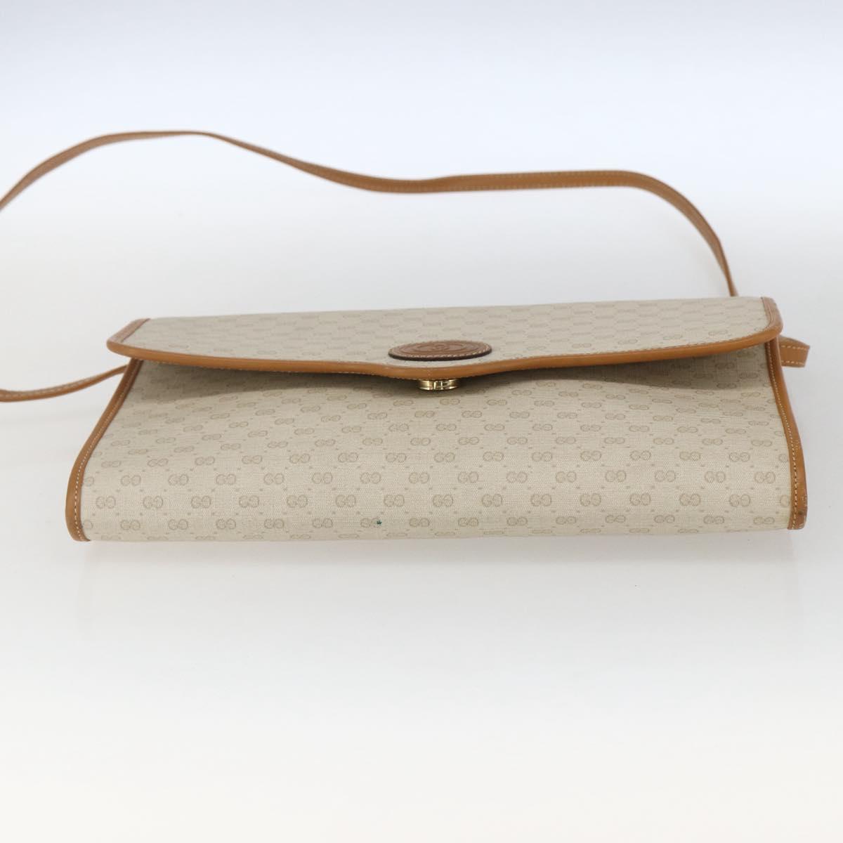 GUCCI Micro GG Supreme Shoulder Bag PVC Beige Gold Auth 165558
