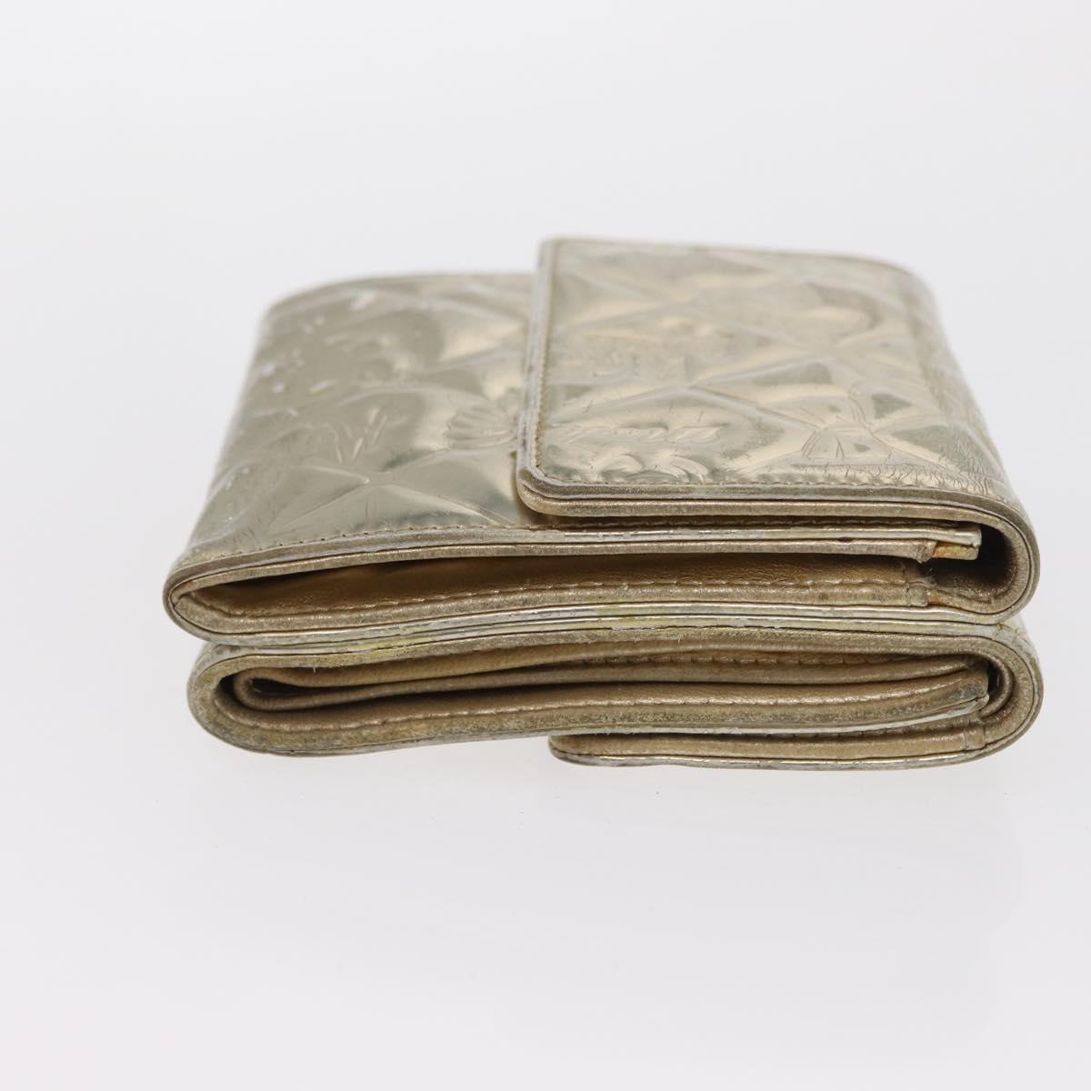 CHANEL Icon line Wallet Patent leather Gold CC Auth 165564