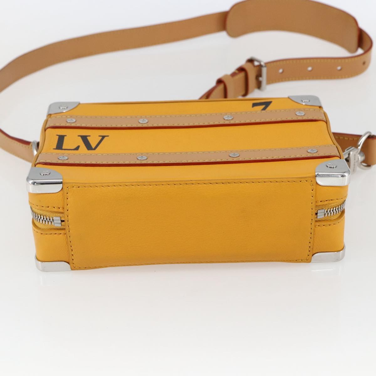 LOUIS VUITTON Soft Handle Trunk Bag Leather Saffron M59669 LV Auth 165565SAM
