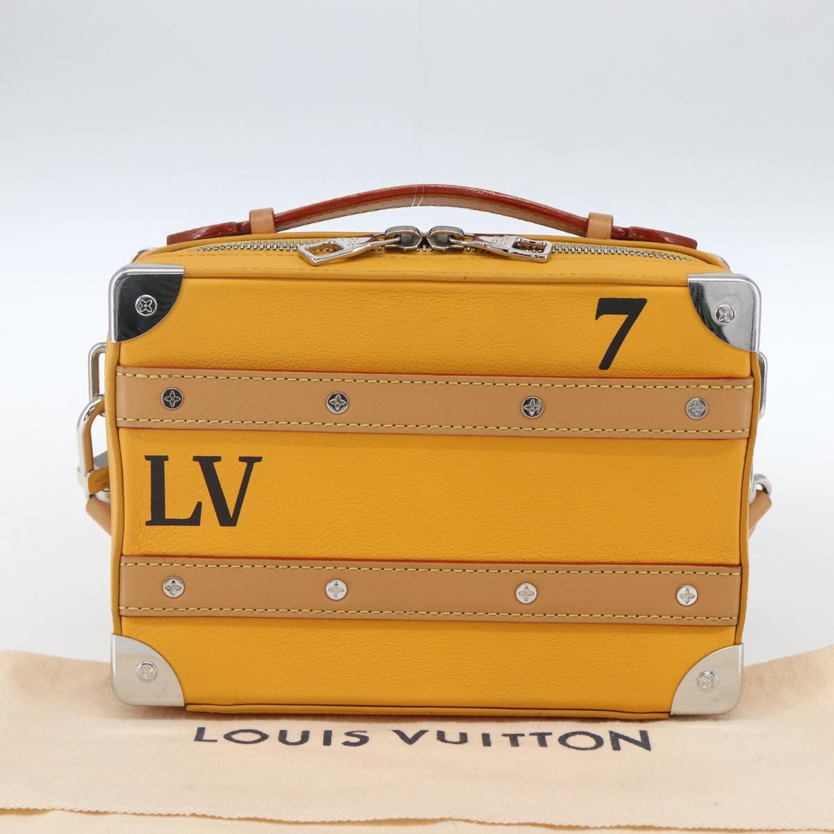 LOUIS VUITTON Soft Handle Trunk Bag Leather Saffron M59669 LV Auth 165565SAM