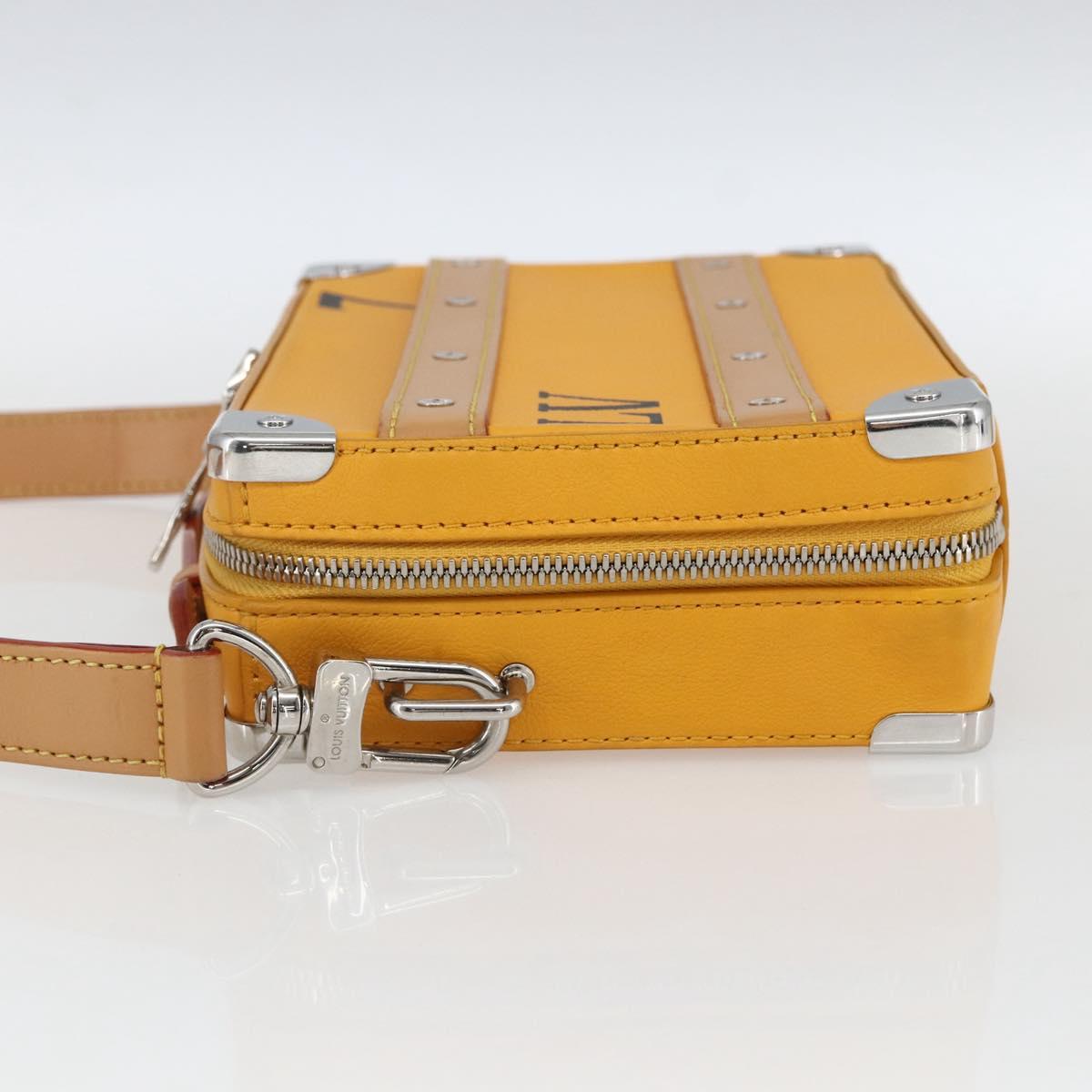 LOUIS VUITTON Soft Handle Trunk Bag Leather Saffron M59669 LV Auth 165565SAM