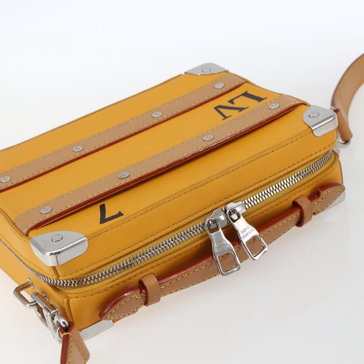 LOUIS VUITTON Soft Handle Trunk Bag Leather Saffron M59669 LV Auth 165565SAM