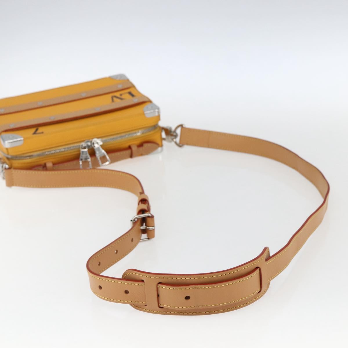 LOUIS VUITTON Soft Handle Trunk Bag Leather Saffron M59669 LV Auth 165565SAM