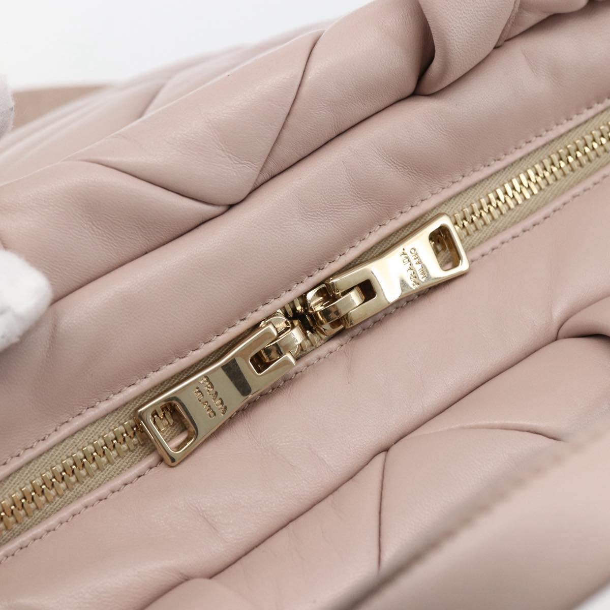 PRADA Hand Bag Leather 2way Pink Gold Auth 165567SAM