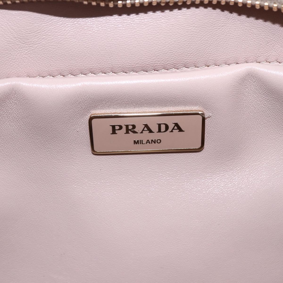 PRADA Hand Bag Leather 2way Pink Gold Auth 165567SAM