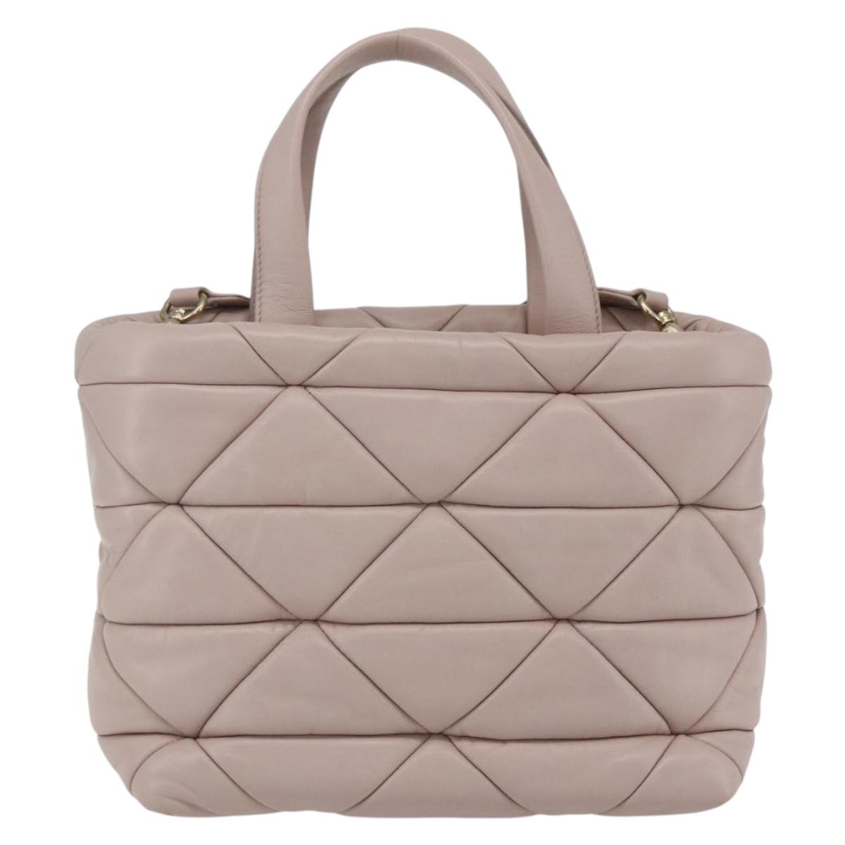 PRADA Hand Bag Leather 2way Pink Gold Auth 165567SAM