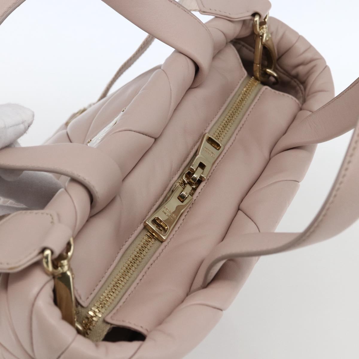 PRADA Hand Bag Leather 2way Pink Gold Auth 165567SAM