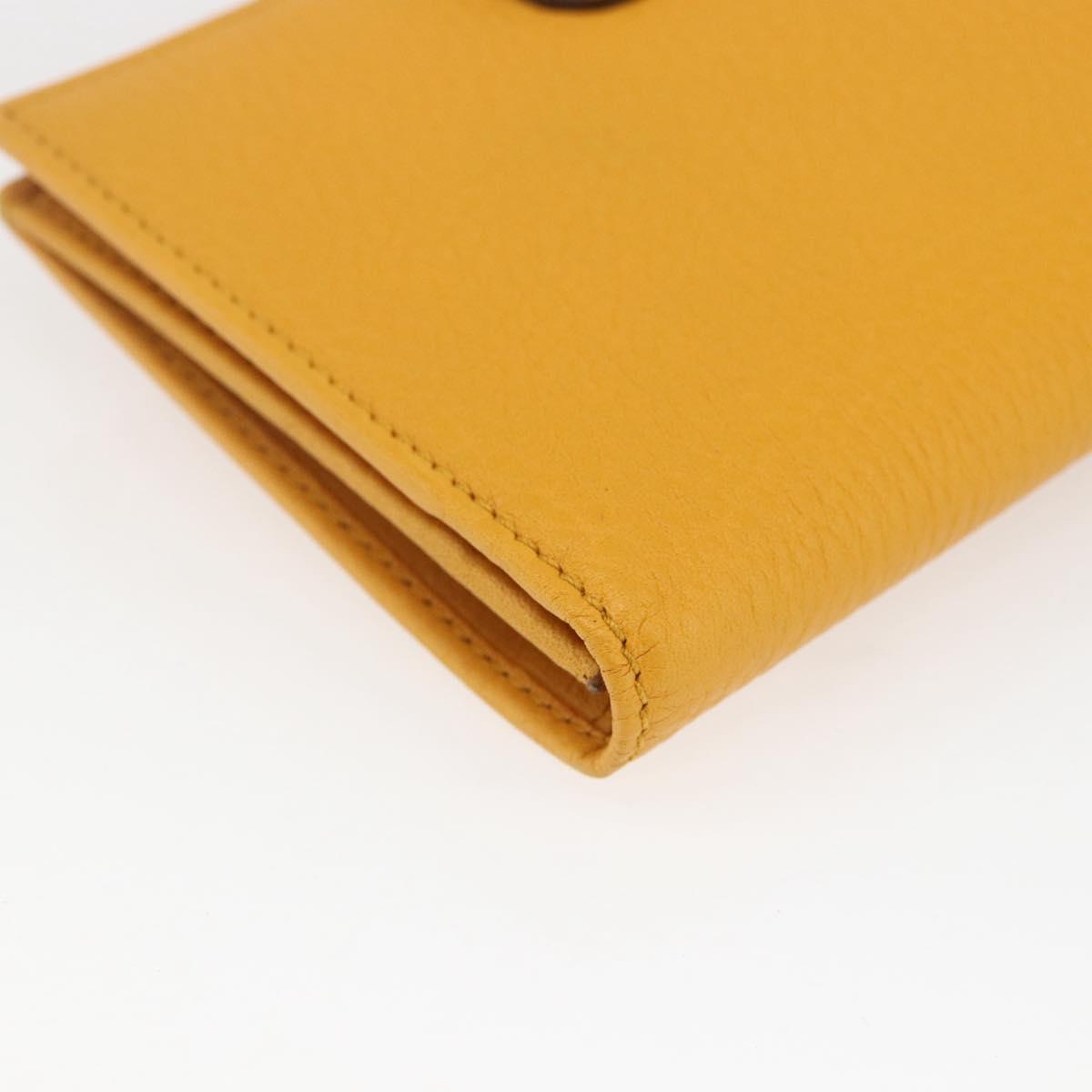 Salvatore Ferragamo Gancini Long Wallet Leather Yellow Silver Auth 165569