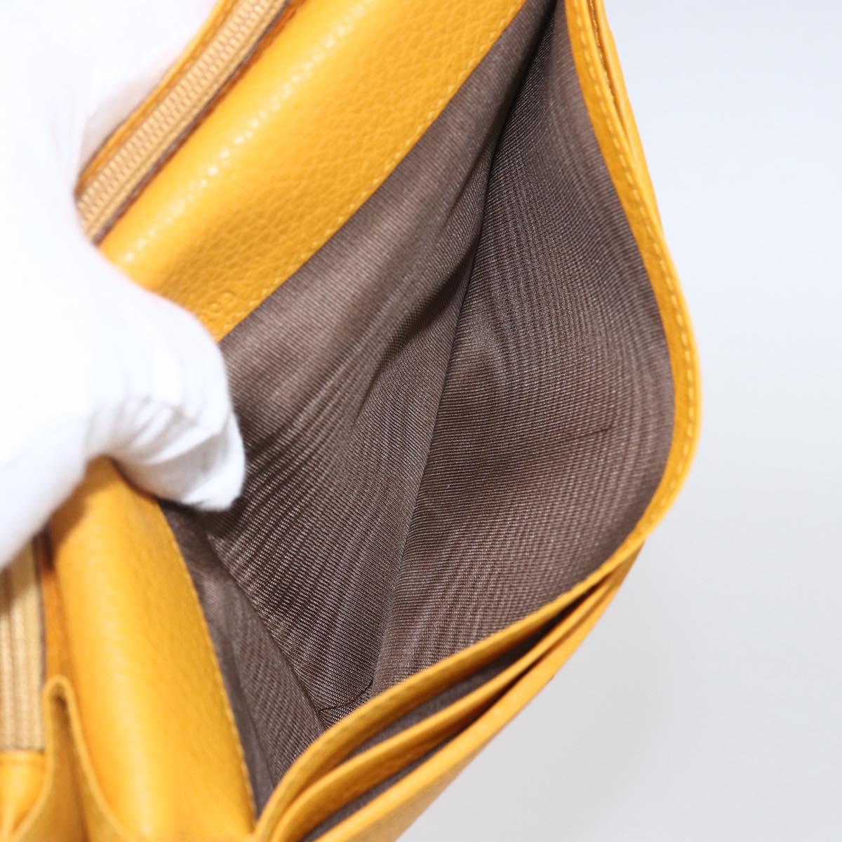 Salvatore Ferragamo Gancini Long Wallet Leather Yellow Silver Auth 165569