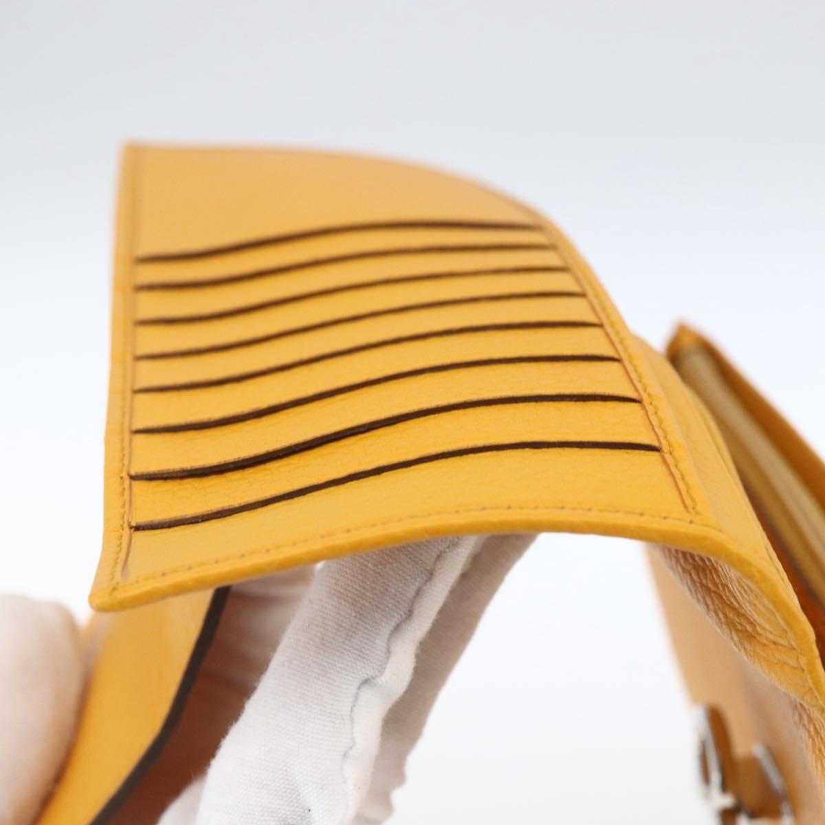 Salvatore Ferragamo Gancini Long Wallet Leather Yellow Silver Auth 165569