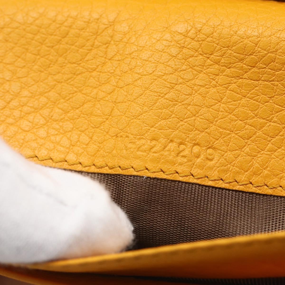 Salvatore Ferragamo Gancini Long Wallet Leather Yellow Silver Auth 165569