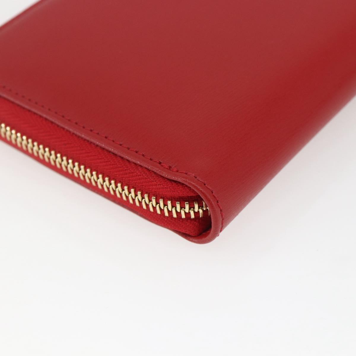 Salvatore Ferragamo Gancini Long Wallet Leather Red Gold Auth 165570