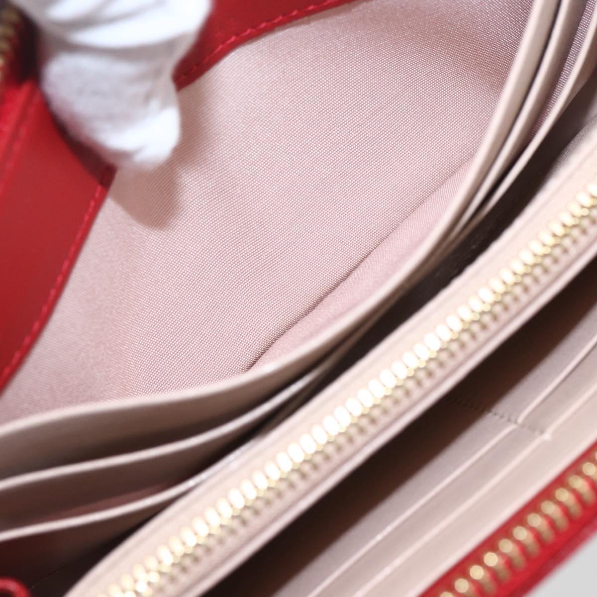 Salvatore Ferragamo Gancini Long Wallet Leather Red Gold Auth 165570