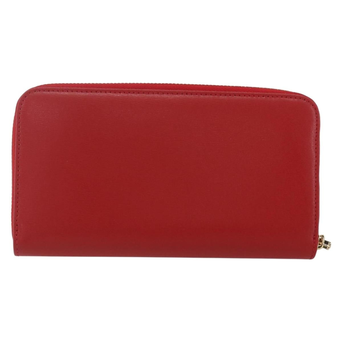 Salvatore Ferragamo Gancini Long Wallet Leather Red Gold Auth 165570