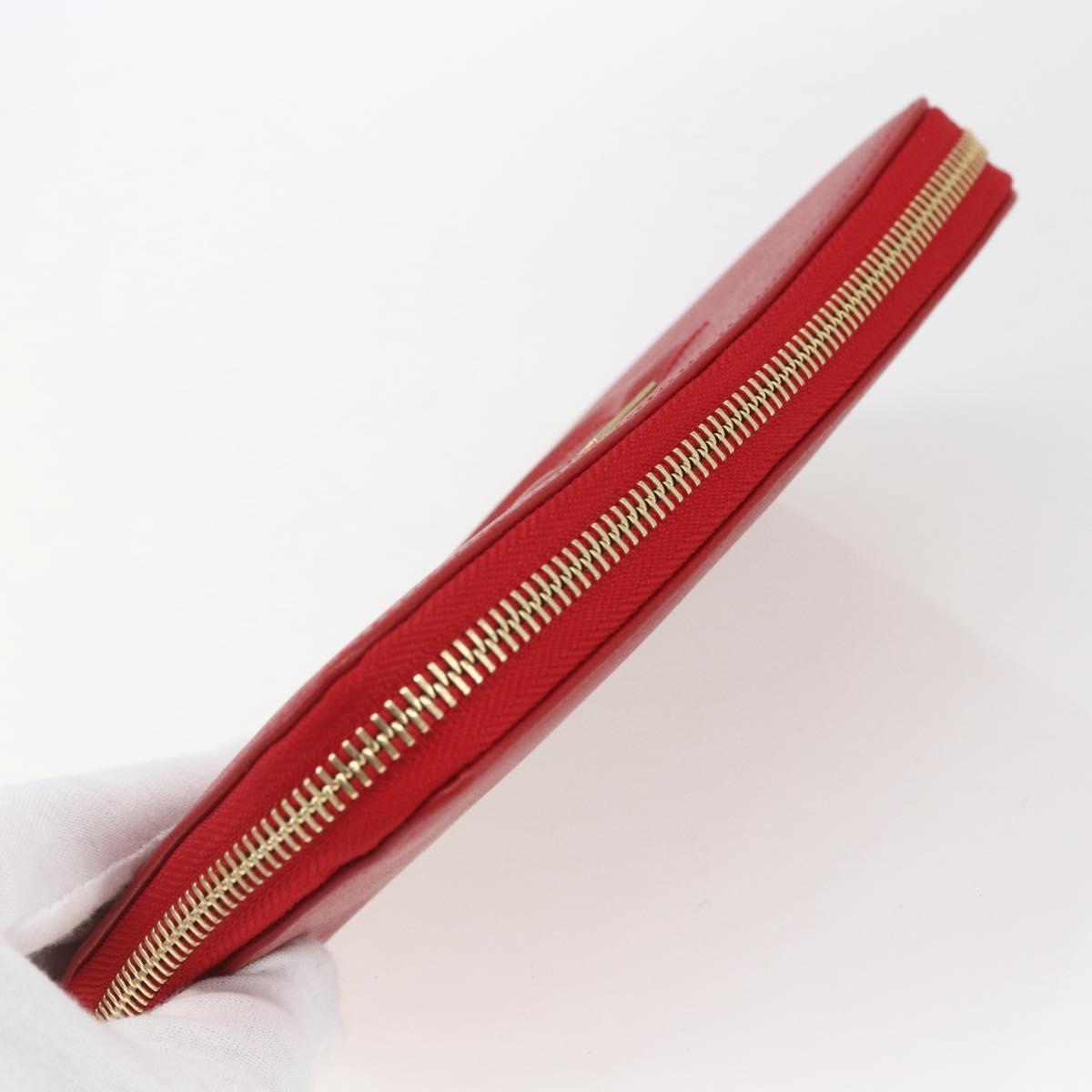 Salvatore Ferragamo Gancini Long Wallet Leather Red Gold Auth 165570