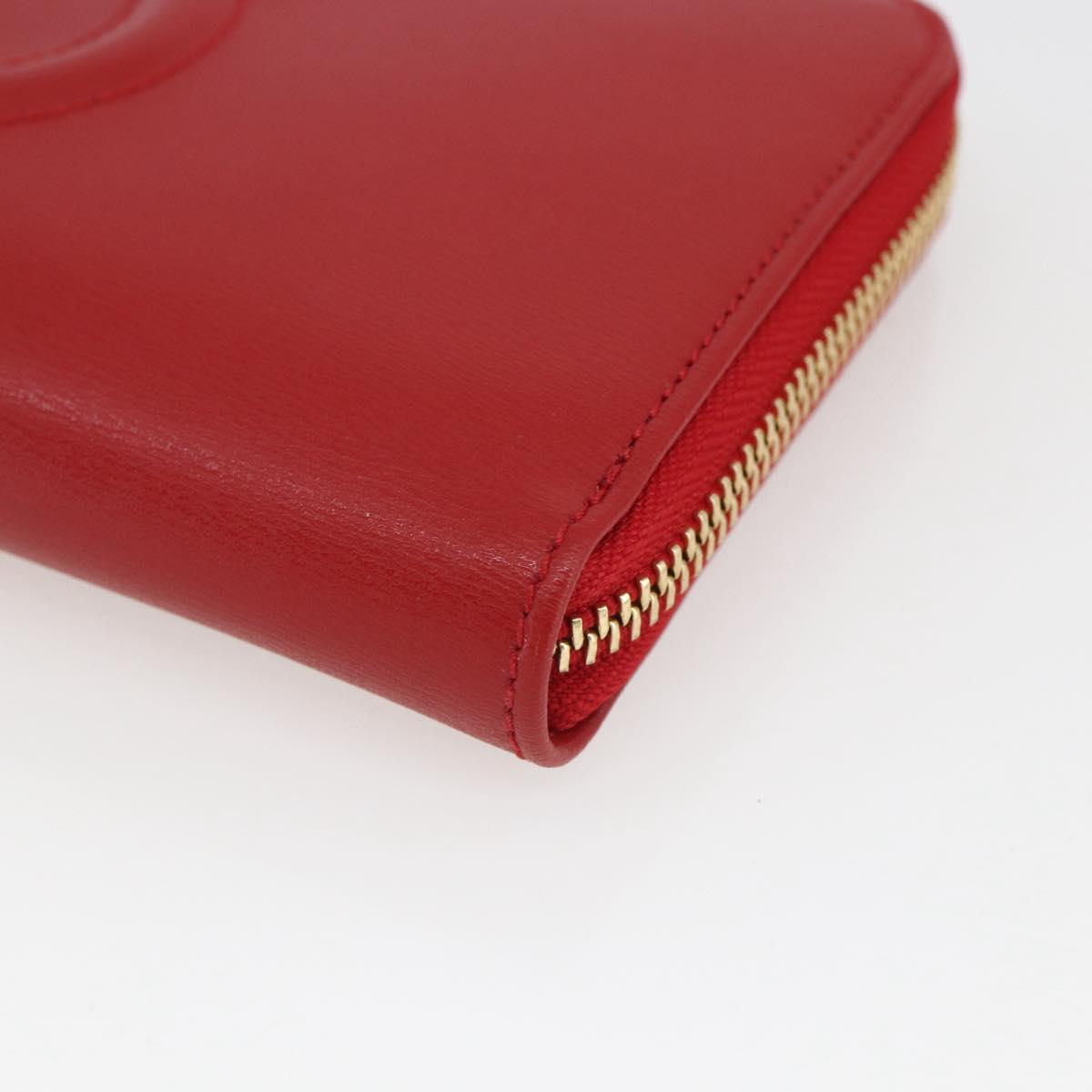 Salvatore Ferragamo Gancini Long Wallet Leather Red Gold Auth 165570