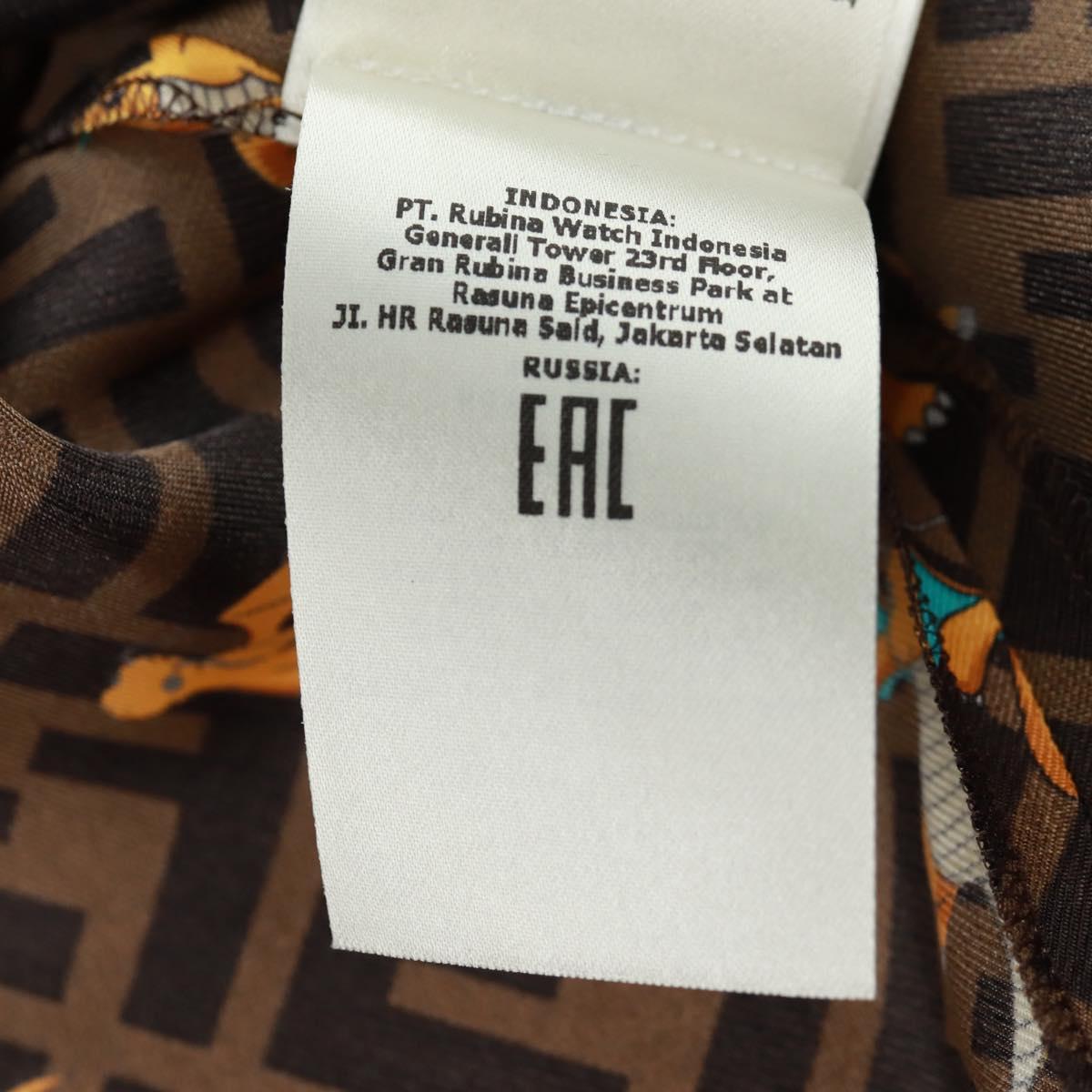 FENDI Zucca Canvas Dragonite Shirt Silk Brown Black FS1262 Auth 165604SM