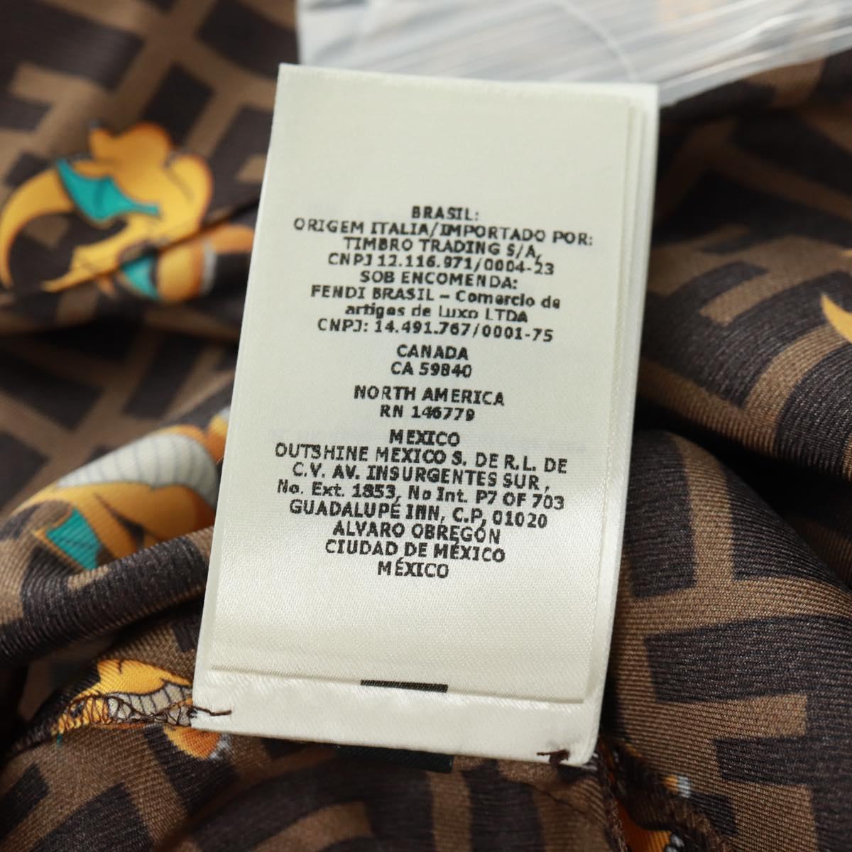 FENDI Zucca Canvas Dragonite Shirt Silk Brown Black FS1262 Auth 165604SM