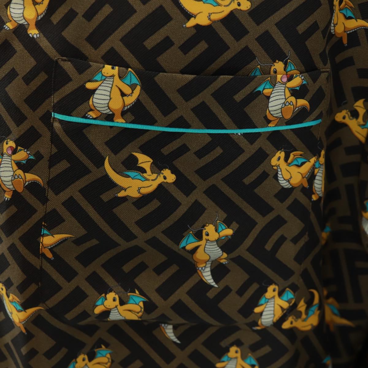 FENDI Zucca Canvas Dragonite Shirt Silk Brown Black FS1262 Auth 165604SM