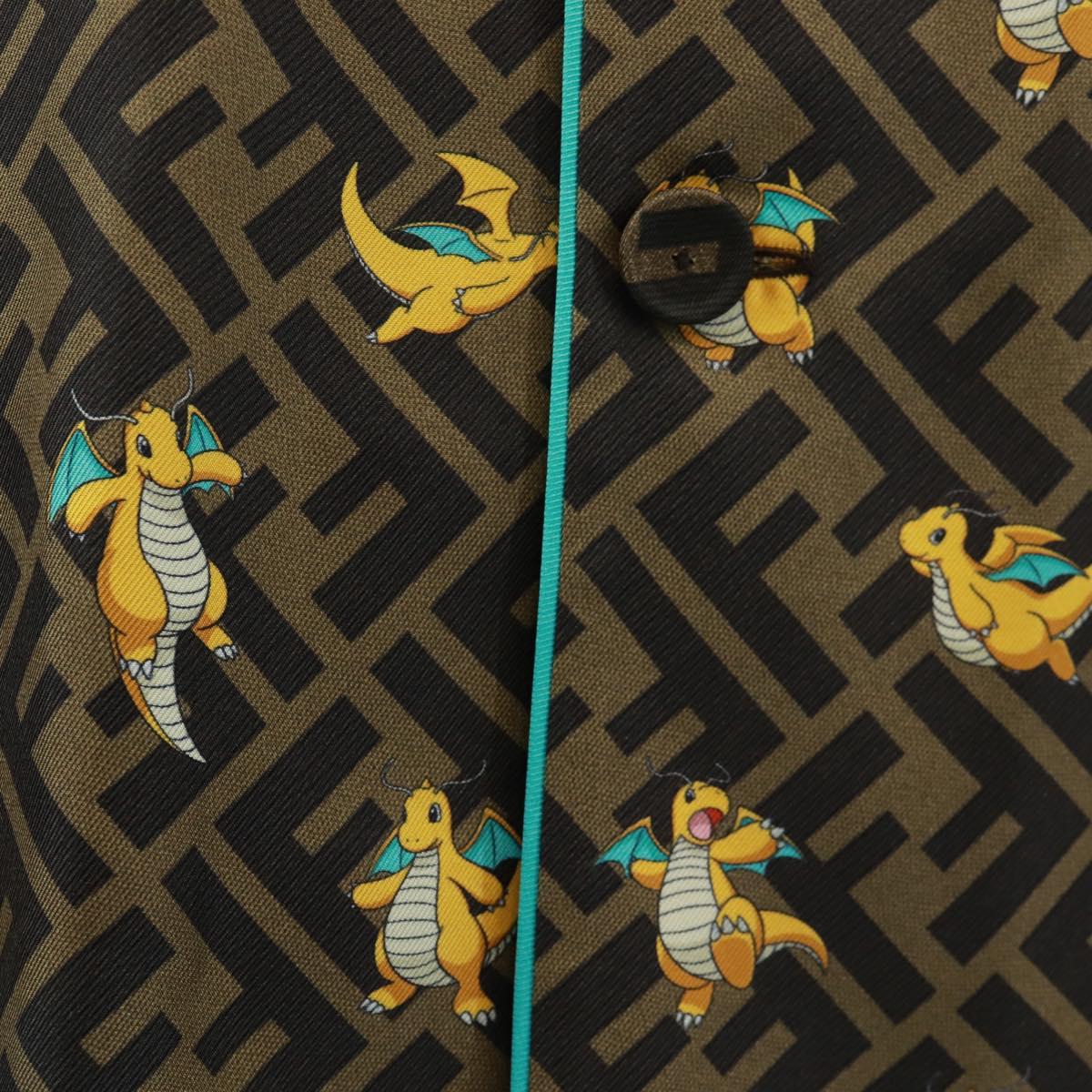 FENDI Zucca Canvas Dragonite Shirt Silk Brown Black FS1262 Auth 165604SM