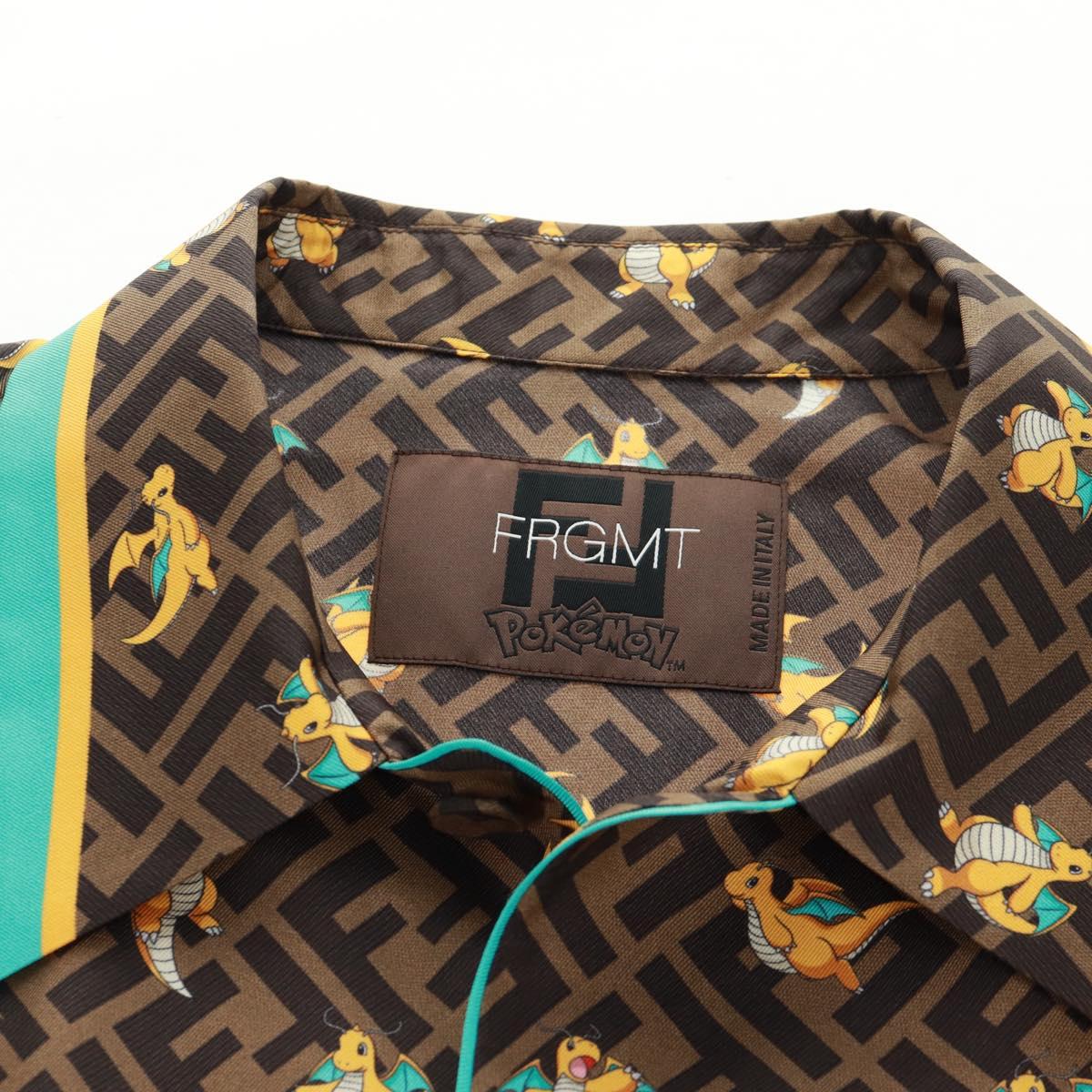 FENDI Zucca Canvas Dragonite Shirt Silk Brown Black FS1262 Auth 165604SM